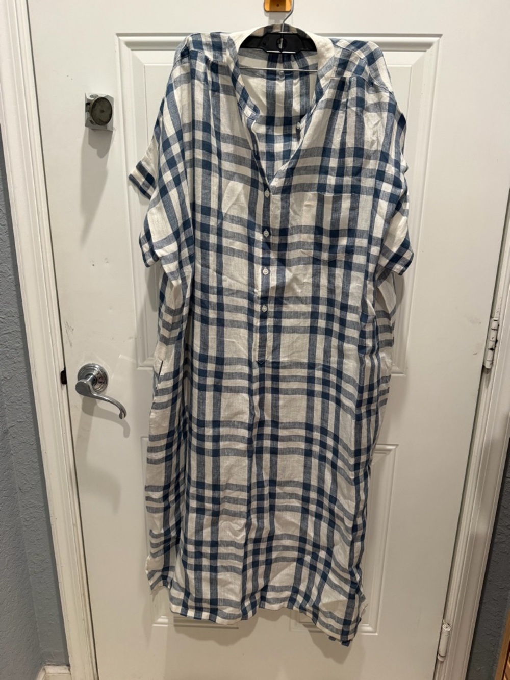 Maki Claudia Shirt Dress In Off-White/Blue Plaid